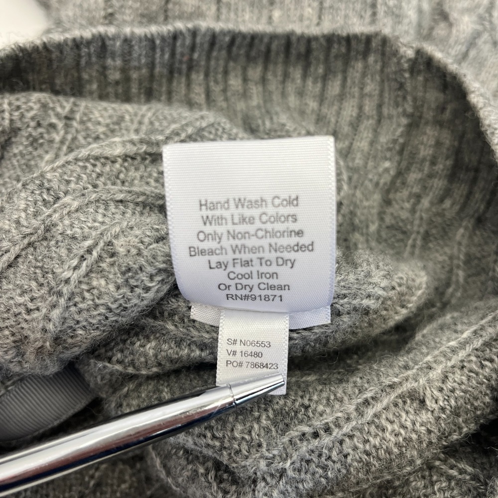 Norm Thompson 100% Wool Cardigan Cable Knit Button Front Sweater Fisherman XLP - Picture 10 of 10